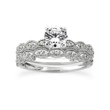 0.71 TDW D SI1 Vintage Style Bridal Engagement Wedding Ring Set 14K White Gold