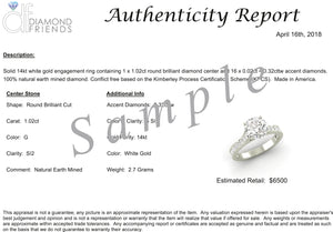 1.2 Ct D I1 CERTIFIED Round Shape Earth Mined Diamond Available in White, Rose or Yellow Gold Custom Made Enhanced Engagement Ring