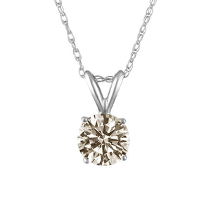 1.05 Ct Round Shape Mined Diamond Solitaire Pendant Champagne I1 18 Inch 14K Yellow Gold Enhanced Made to Order