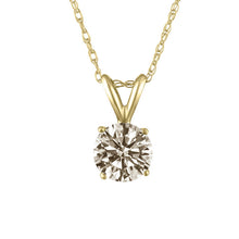 1.05 Ct Round Shape Mined Diamond Solitaire Pendant Champagne I1 18 Inch 14K Yellow Gold Enhanced Made to Order