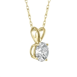 1.61 Ct Round Shaped Mined Diamond Solitaire Pendant G SI1 18 Inch 14K Yellow Gold Enhanced Made in the USA