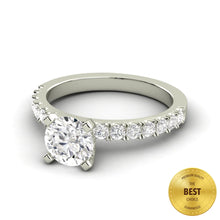 1.66 Carat D SI1 Round Brilliant Natural Diamond Solitaire with Accents Available in White, Rose or Yellow Gold Enhanced Engagement Ring