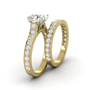 2.46 Carat G SI1 CERTIFIED Round Shape Engagment & Wedding Set Custom Made 100% Natural Solitaire with Accents Enhanced