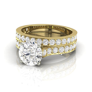 2.46 Carat G SI1 CERTIFIED Round Shape Engagment & Wedding Set Custom Made 100% Natural Solitaire with Accents Enhanced