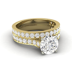 2.46 Carat G SI1 CERTIFIED Round Shape Engagment & Wedding Set Custom Made 100% Natural Solitaire with Accents Enhanced