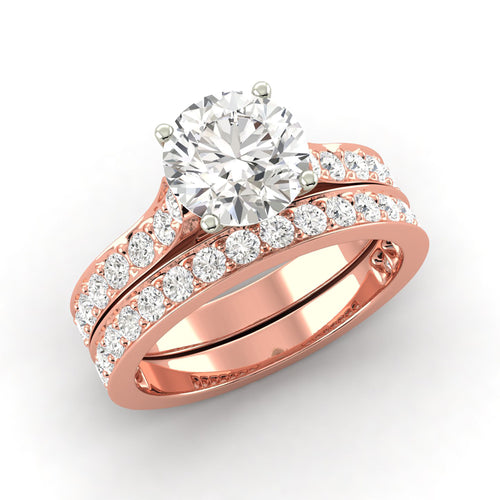 2.46 Carat G SI1 CERTIFIED Round Shape Engagment & Wedding Set Custom Made 100% Natural Solitaire with Accents Enhanced