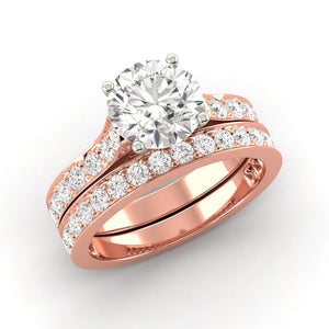 2.62 Carat D SI1 CERTIFIED Round Shape Engagment & Wedding Set Custom Made 100% Natural Solitaire with Accents Enhanced