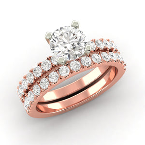 2.33 Carat G SI1 CERTIFIED Round Shape Engagment & Wedding Set Custom Made Mined Diamond Solitaire with Accents Enhanced