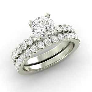 1.93 Carat H SI1 CERTIFIED Round Shape Engagment & Wedding Set Custom Made 100% Natural Solitaire with Accents Enhanced