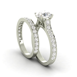 2.08 Carat H SI1 CERTIFIED Round Shape Engagment & Wedding Set Custom Made 100% Natural Solitaire with Accents Enhanced