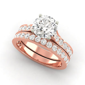 2.08 Carat H SI1 CERTIFIED Round Shape Engagment & Wedding Set Custom Made 100% Natural Solitaire with Accents Enhanced