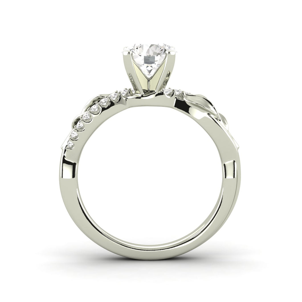 1.21 Carat H SI1 Round Shape Earth Mined Diamond Solitaire with Accents Available in White, Rose or Yellow Gold Enhanced Engagement Ring