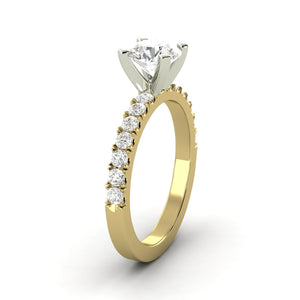 1.48 Carat H SI1 Round Brilliant Real Diamond Solitaire with Accents Available in White, Rose or Yellow Gold Enhanced Engagement Ring