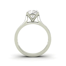 1.53 Carat H SI1 Round Brilliant Real Diamond Solitaire with Accents Available in White, Rose or Yellow Gold Enhanced Engagement Ring