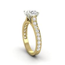 1.53 Carat H SI1 Round Brilliant Real Diamond Solitaire with Accents Available in White, Rose or Yellow Gold Enhanced Engagement Ring