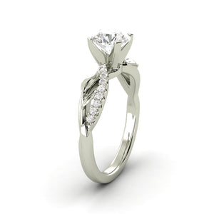 1.3 Carat F SI1 Round Brilliant Real Diamond Solitaire with Accents Available in White, Rose or Yellow Gold Enhanced Engagement Ring