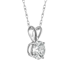 0.51 Carat Round Shape Real Diamond Solitaire Pendant H SI2 18 Inch 14K White Gold Enhanced Necklace Custom Made