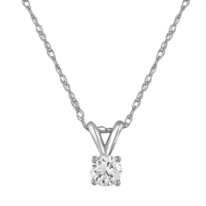 0.51 Carat Round Shape Real Diamond Solitaire Pendant H SI2 18 Inch 14K White Gold Enhanced Necklace Custom Made