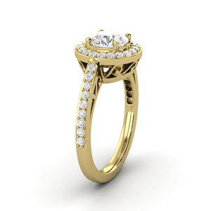 1.06 Carat Very Good D SI1 Engagement Ring CERTIFIED Round Brilliant Natural Earth Mined Diamond 14K White Gold Very Good Diamond Victorian Halo Ring Made to Order Available in 14kt Yellow, White or Rose Gold Enhanced Bright