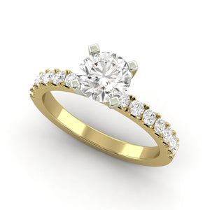 0.91 Carat D SI1 Round Brilliant Real Diamond Solitaire with Accents Available in White, Rose or Yellow Gold Enhanced Engagement Ring