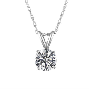 1.04 Carat Round Shaped Natural Diamond Pendant H I1 18 Inch 14K White Gold Enhanced Necklace Custom Made